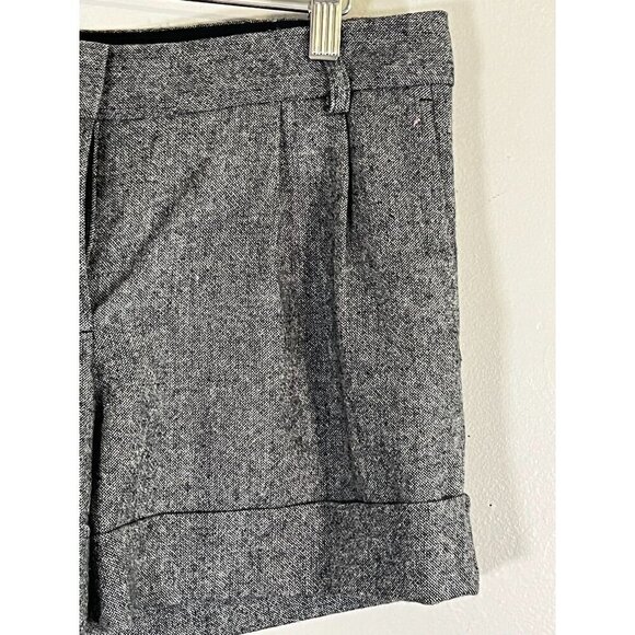 Express Wool Shorts 10 Gray Cuffed Y2K Preppy Academia Leopard Print 80s Classic - Picture 7 of 16